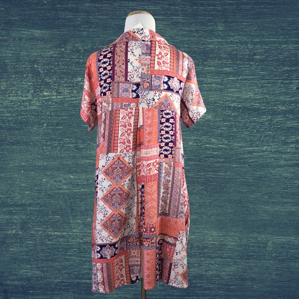 Poema patchwork look collared button down dress - Picture 3 of 6